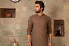 MEN KURTA PLAIN BROWN (7041837924526)