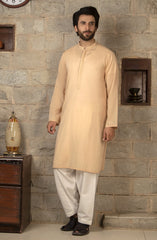 MEN EMBROIDERY KURTA SEMI FORMAL PEACH