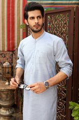 MEN KURTA CASUAL LIGHT GREY