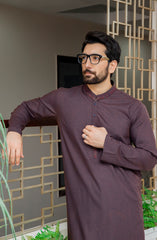 MEN KAMEEZ SHALWAR PLAIN MAROON TEXTURE
