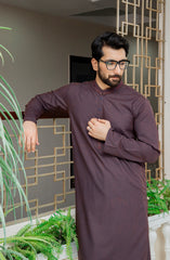 MEN KAMEEZ SHALWAR PLAIN MAROON TEXTURE