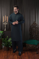 MEN KAMEEZ SHALWAR SEMI FORMAL DARK GREEN (6633877307566)