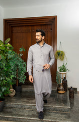 MEN KAMEEZ SHALWAR PLAIN GREY (7058592628910)