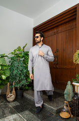 MEN KAMEEZ SHALWAR PLAIN GREY (7058592628910)