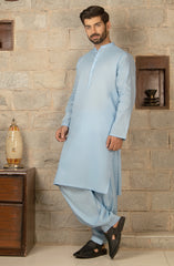 MEN KAMEEZ SHALWAR PLAIN SKY BLUE (6675664568494)