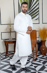 MEN KAMEEZ SHALWAR PLAIN OFF WHITE