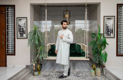 MEN KAMEEZ SHALWAR PLAIN LIGHT GREEN (7058702172334)