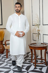 MEN KAMEEZ SHALWAR PLAIN OFF WHITE