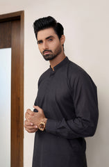 EID FESTIVE'22 MEN KAMEEZ SHALWAR PLAIN CHARCOAL