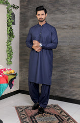 EID FESTIVE'22 MEN KAMEEZ SHALWAR PLAIN DARK BLUE