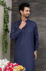 EID FESTIVE'22 MEN KAMEEZ SHALWAR PLAIN DARK BLUE