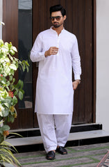 EID FESTIVE'22 MEN KAMEEZ SHALWAR PLAIN WHITE
