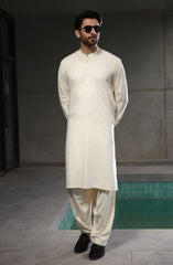 SUMMER'23 MEN KAMEEZ SHALWAR PLAIN CREAM