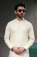 SUMMER'23 MEN KAMEEZ SHALWAR PLAIN CREAM