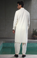 SUMMER'23 MEN KAMEEZ SHALWAR PLAIN CREAM