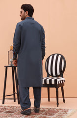 FESTIVE'23 MEN KAMEEZ SHALWAR PLAIN DEEP TEAL