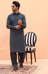 FESTIVE'23 MEN KAMEEZ SHALWAR PLAIN DEEP TEAL