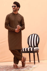 FESTIVE'23 MEN KAMEEZ SHALWAR PLAIN GREYISH BROWN