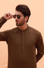FESTIVE'23 MEN KAMEEZ SHALWAR PLAIN GREYISH BROWN