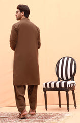 FESTIVE'23 MEN KAMEEZ SHALWAR PLAIN GREYISH BROWN