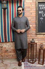 EID FESTIVE'22 MEN KAMEEZ SHALWAR SEMI FORMAL DARK GREY