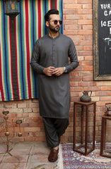 EID FESTIVE'22 MEN KAMEEZ SHALWAR SEMI FORMAL DARK GREY