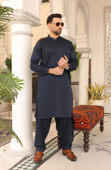 EID FESTIVE'22 MEN KAMEEZ SHALWAR PLAIN NAVY BLUE