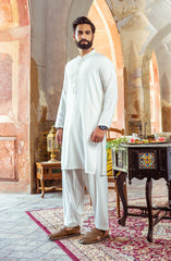 FESTIVE'22 MEN KAMEEZ SHALWAR SEMI FORMAL WHITE