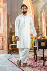 FESTIVE'22 MEN KAMEEZ SHALWAR SEMI FORMAL WHITE