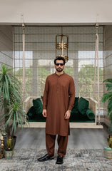 MEN KAMEEZ SHALWAR PLAIN BROWN (7058608423086)