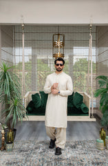 MEN KAMEEZ SHALWAR PLAIN CREAM