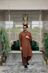 MEN KAMEEZ SHALWAR PLAIN BROWN (7058608423086)