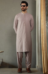 SUMMER'23 MEN KAMEEZ SHALWAR SEMI FORMAL LEATHER BROWN
