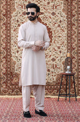 FESTIVE'23 MEN KAMEEZ SHALWAR CASUAL LIGHT BEIGE