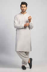 SUMMER'23 MEN KAMEEZ SHALWAR PLAIN SILVER GREY