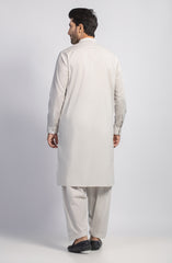 SUMMER'23 MEN KAMEEZ SHALWAR PLAIN SILVER GREY