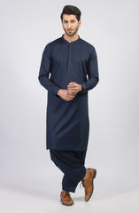 SUMMER'23 MEN KAMEEZ SHALWAR PLAIN NAVY BLUE