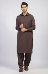 SUMMER'23 MEN KAMEEZ SHALWAR PLAIN CHOCOLATE