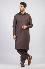 SUMMER'23 MEN KAMEEZ SHALWAR PLAIN CHOCOLATE