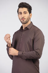 SUMMER'23 MEN KAMEEZ SHALWAR PLAIN CHOCOLATE