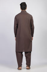 SUMMER'23 MEN KAMEEZ SHALWAR PLAIN CHOCOLATE