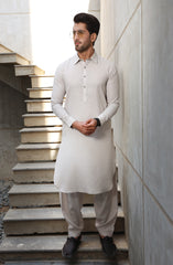 SUMMER'23 MEN KAMEEZ SHALWAR PLAIN LATTE