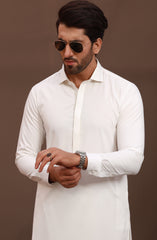 FESTIVE'23 MEN KAMEEZ SHALWAR SEMI FORMAL OFF WHITE