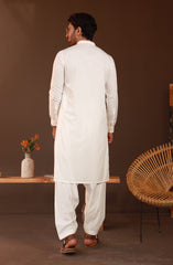 FESTIVE'23 MEN KAMEEZ SHALWAR PLAIN OFF WHITE