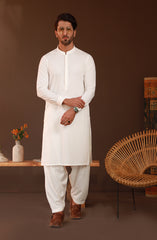 FESTIVE'23 MEN KAMEEZ SHALWAR PLAIN OFF WHITE