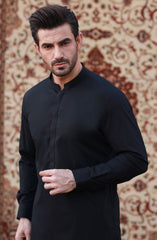 FESTIVE'23 MEN KAMEEZ SHALWAR PLAIN BLACK