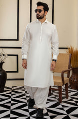 MEN KAMEEZ SHALWAR PLAIN OFF WHITE