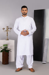 MEN KAMEEZ SHALWAR PLAIN WHITE