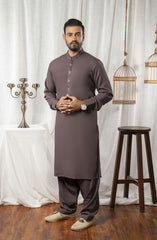 MEN SEMI FORMAL KAMEEZ SHALWAR CHOCOLATE