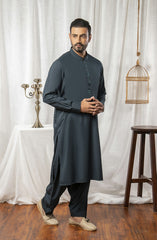 MEN SEMI FORMAL KAMEEZ SHALWAR DARK GREEN